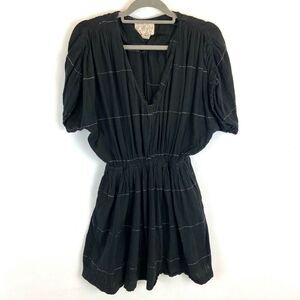 Ace & Jig Mini Dress Women's S Black V Neck Dark Academia Short Sleeve